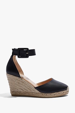 Carolina Leather Espadrille Wedge