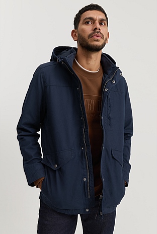 Midnight Blue Waxy Parka - Natural Fibres | Country Road