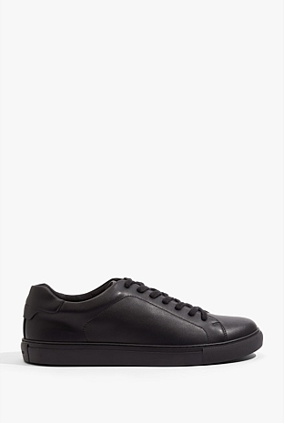 Black leather store athletic shoes