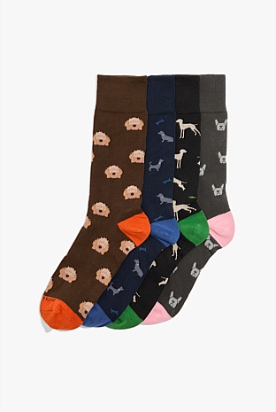 Australian Cotton Blend Dog Sock Pack of 4