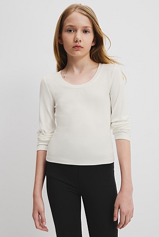 Teen Rib Crop Long Sleeve T-Shirt