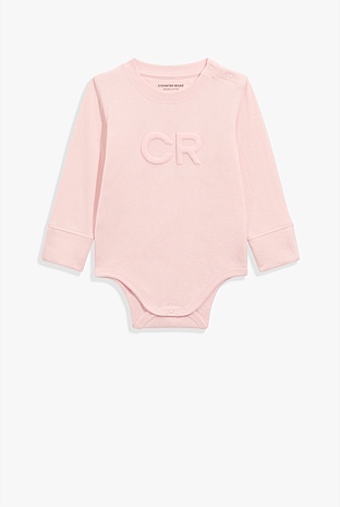 Organically Grown Cotton Puff Logo Long Sleeve Bodysuit