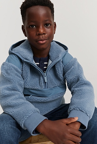 Faded Blue Sherpa Half Zip Sweat - Sweats | Country Road Faded Blue Sherpa Half Zip Sweat - Sweats | Country Road
