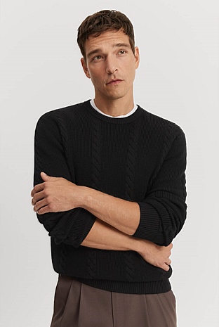 Australian Wool Cable Crew Neck Knit