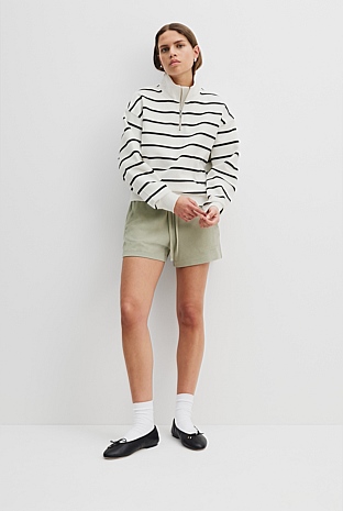 Australian Cotton Stripe Zip Collar Sweat