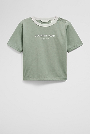 Australian Cotton Contrast Logo T-Shirt