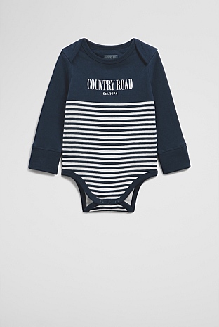 Organically Grown Cotton Stripe Long Sleeve Heritage Bodysuit