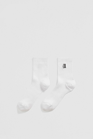 Organically Grown Cotton Blend Ribbed Quarter Crew Sock