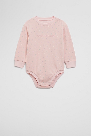 Organically Grown Cotton Waffle Logo Long Sleeve Bodysuit