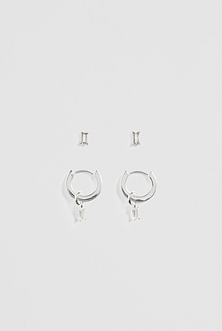 Hoop and Stud Crystal Charm Pack of 2