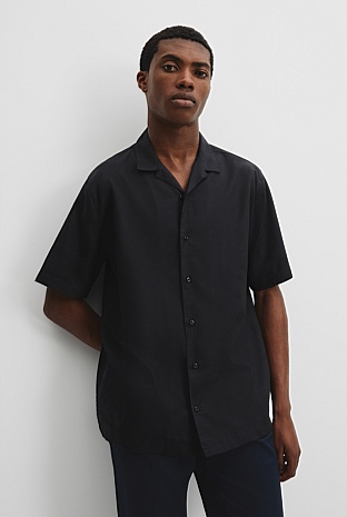 Short Sleeve Revere Jacquard Shirt