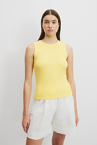 Australian Cotton Blend High Neck Rib Tank