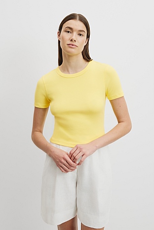 Australian Cotton Blend Crop Rib T-Shirt