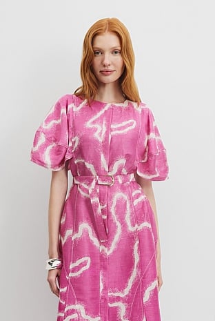 Print Organza Midi Dress