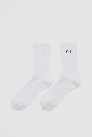 Australian Cotton Blend CR Classic Logo Rib Three-Quarter Crew Sock