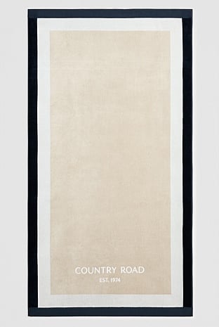 Verified Australian Cotton CR Est. 1974 Border Beach Towel