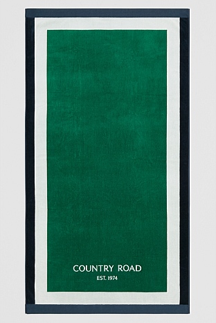 Verified Australian Cotton CR Est. 1974 Border Beach Towel