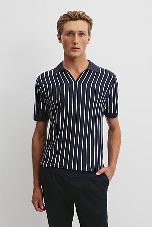 Cotton Silk Stretch Knit Polo