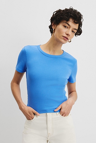 Australian Cotton Blend Crop Rib T-Shirt