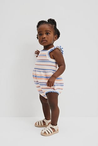 Organically Grown Cotton Stripe Knit Romper