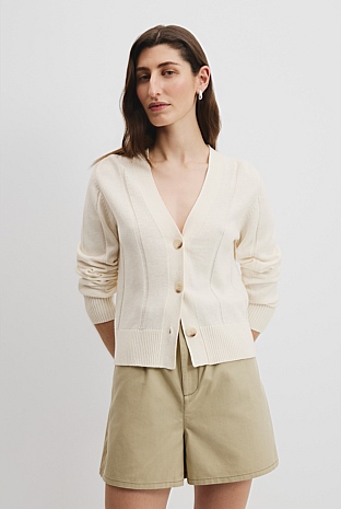 Organically Grown Cotton Linen Knit Cardigan