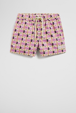 Recycled Blend Cut-Up Geometric Boardshort