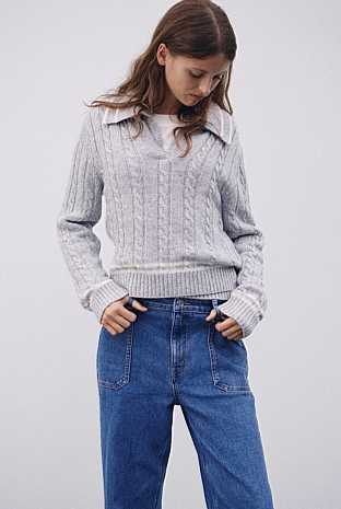 Teen Cable Polo Knit
