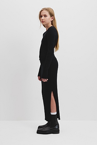 Teen Organically Grown Cotton Rib Knit Midi Skirt