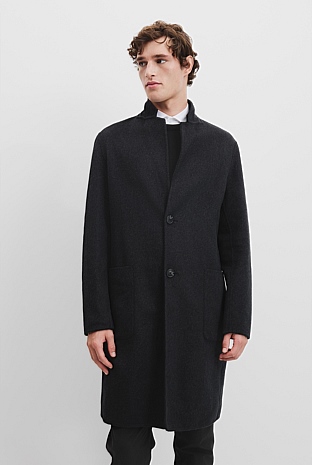 Recycled Wool Blend Double Faced Coat
