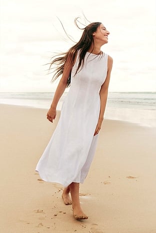 Organically Grown Linen Fit-and-Flare Dress