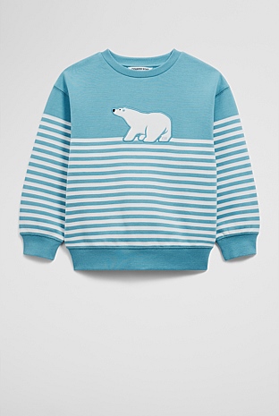 Organically Grown Cotton Stripe Polar Bear Sweat