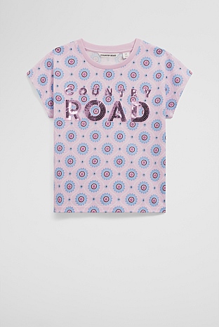 Organically Grown Cotton Sequin Logo T-Shirt