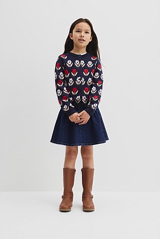 Organically Grown Cotton Jacquard Knit Cardigan