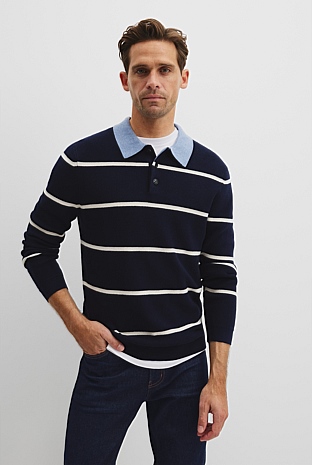 Cut & Sew Cash Rib Strap Polo