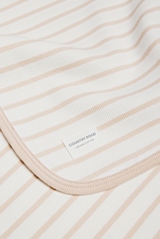 Organically Grown Cotton Stripe Rib Blanket
