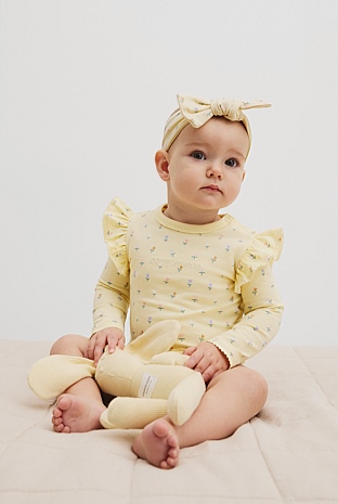 Frill Long Sleeve Logo Bodysuit