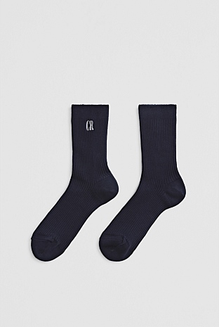 Australian Cotton Blend CR Ribbed Three Quarter Crew Sock