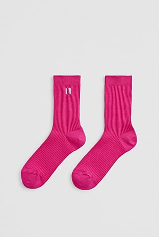 Australian Cotton Blend CR Ribbed Three-Quarter Crew Sock