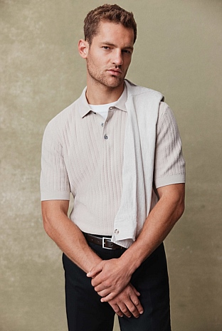 Australian Cotton Herringbone Knit Polo