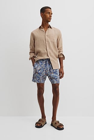 Recycled Polyester Paisley Print Swim Short