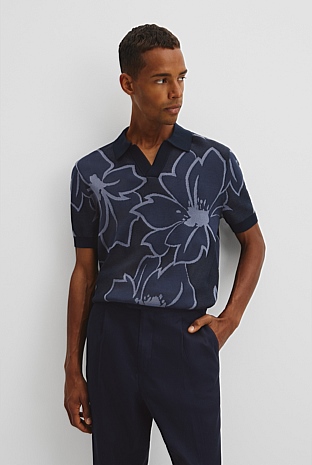 Oversized Australian Cotton Floral Knit Polo