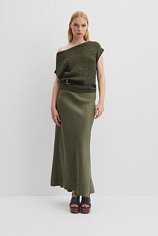 Organically Grown Cotton Asymmetric Tape Knit T-Shirt