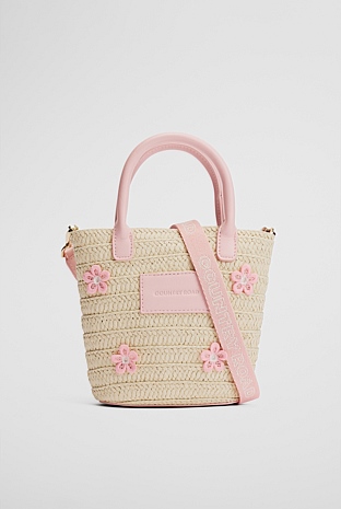Embroidered Mini Tote Crossbody Bag