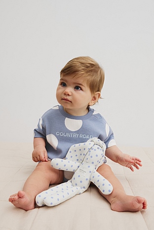 Organically Grown Cotton Oversize Spot Short Sleeve Bodysuit
