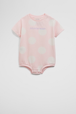 Organically Grown Cotton Oversize Spot Short Sleeve Bodysuit