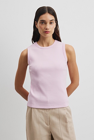 Australian Cotton Blend Fitted Rib Tank