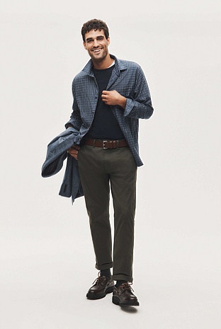 Long Sleeve Regular Fit Cotton Check Shirt with Pocket