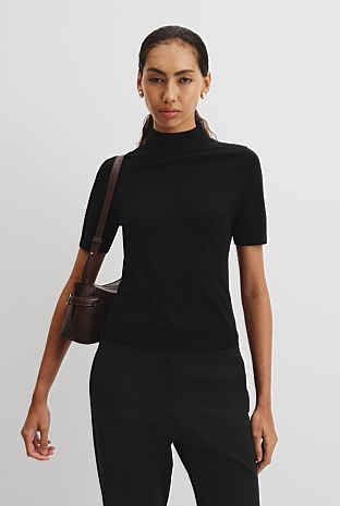 Short Sleeve Wool Silk Knit