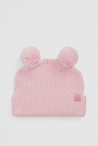 Organically Grown Cotton Cord Pom Pom Knit Beanie