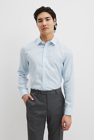 Slim Fit Pinstripe Travel Shirt